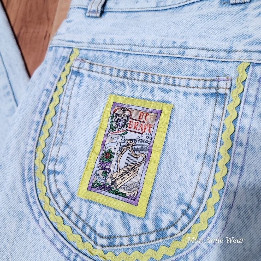 RARE FIND Vintage 80's Harem Tapered Leg High Waist Patchwork Jeans - Picture 3 of 8